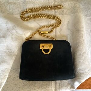 Salvatore Ferragamo Gancini Clutch two-way Chain Suede Shoulder Bag AQ214734
